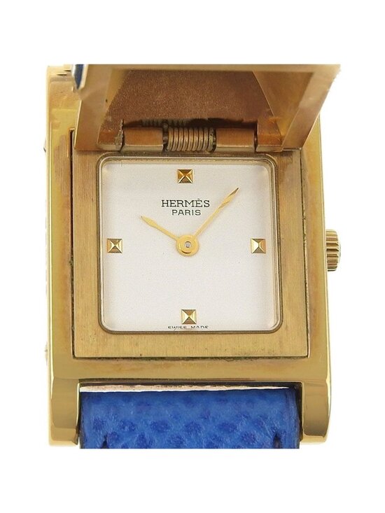 Hermes Medallion Gold Plated Leather Quartz Analog Display White Dial Watch main image 7